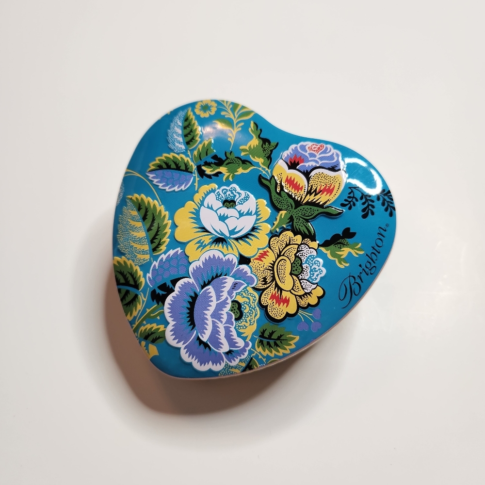 Brighton Floral Print Metal Heart Shaped Tin